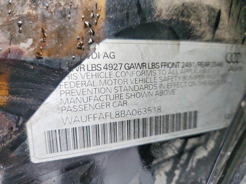 46398166 :رقم المزاد ، WAUFFAFL8BA063518 vin ، 2011 Audi A4 مزاد بيع
