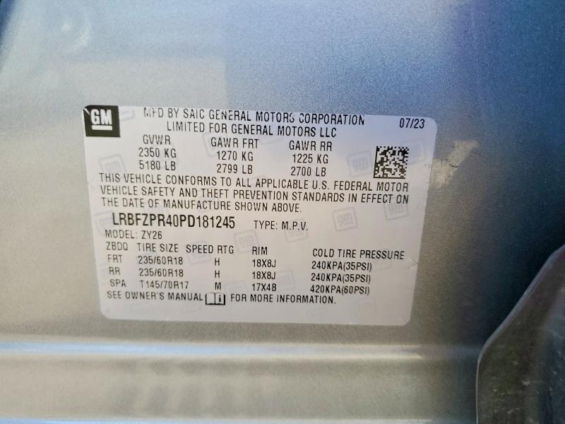 2023 Buick Envision მანქანა იყიდება აუქციონზე, vin: LRBFZPR40PD181245, აუქციონის ნომერი: 46996526