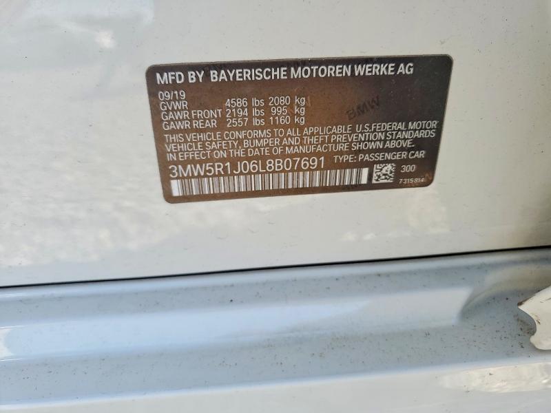 45973266 :رقم المزاد ، 3MW5R1J06L8B07691 vin ، 2020 Bmw 330i مزاد بيع