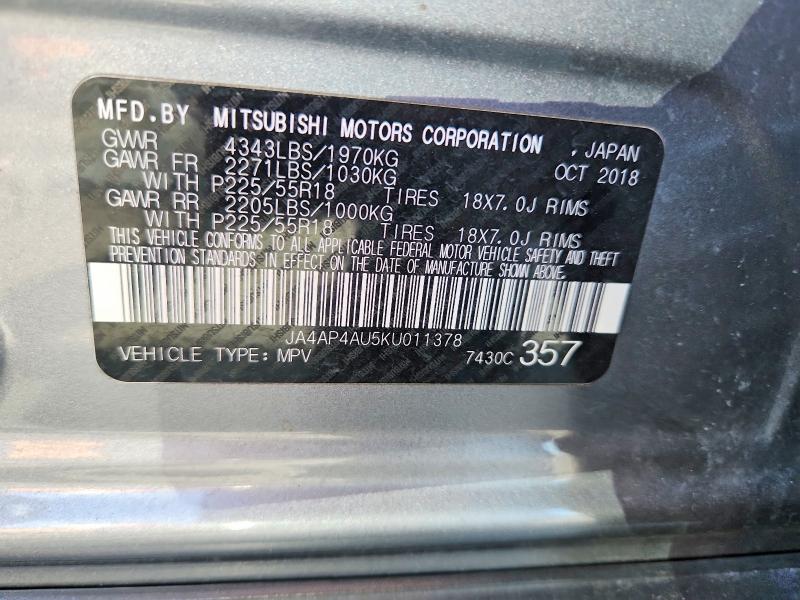 Aukcja sprzedaży 2019 Mitsubishi Outlander Sport, vin: JA4AP4AU5KU011378, numer aukcji: 47540696