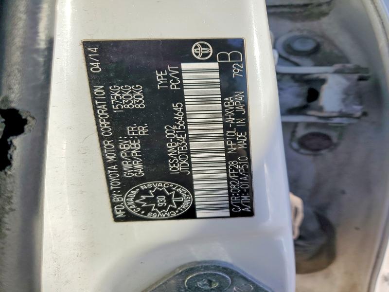 2014 Toyota Prius C მანქანა იყიდება აუქციონზე, vin: JTDKDTB34E1564645, აუქციონის ნომერი: 79731025