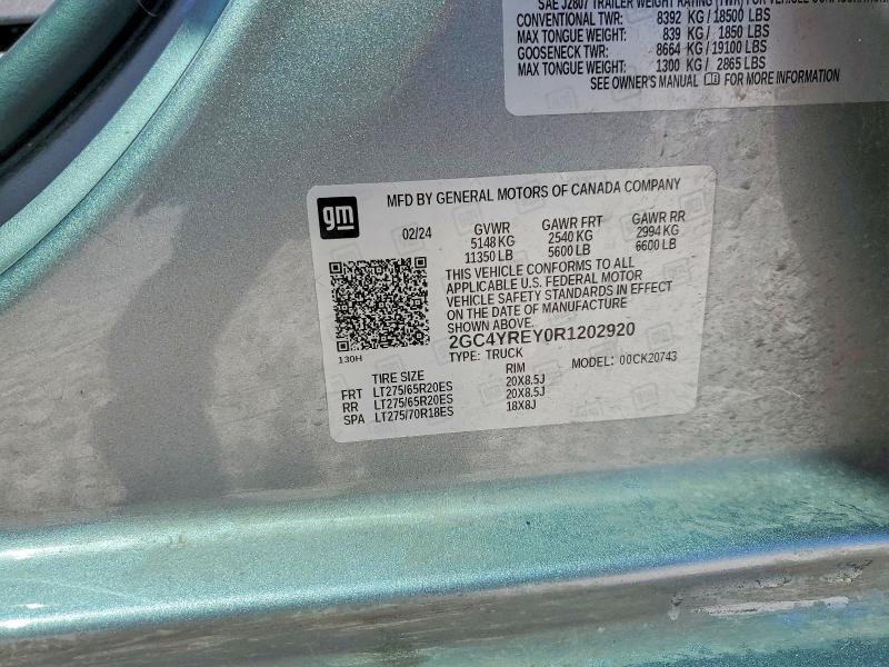 Продаж на аукціоні авто 2024 Chevrolet Silverado, vin: 2GC4YREY0R1202920, номер лоту: 46035616