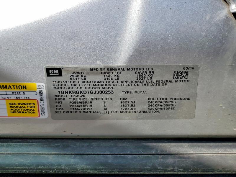Aukcja sprzedaży 2016 Chevrolet Traverse, vin: 1GNKRGKD7GJ308253, numer aukcji: 47023156