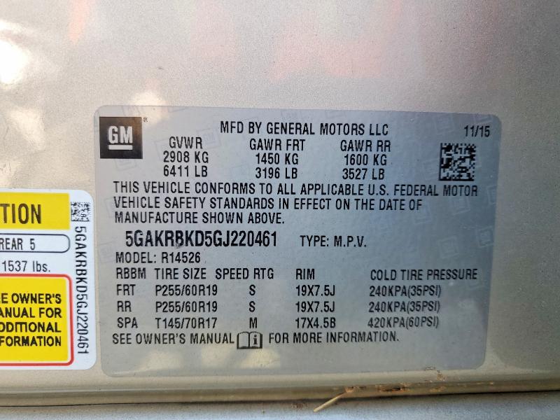 Aukcja sprzedaży 2016 Buick Enclave, vin: 5GAKRBKD5GJ220461, numer aukcji: 46407816