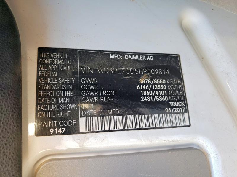 41973236 :رقم المزاد ، WD3PE7CD5HP509814 vin ، 2017 Mercedes Benz Sprinter مزاد بيع