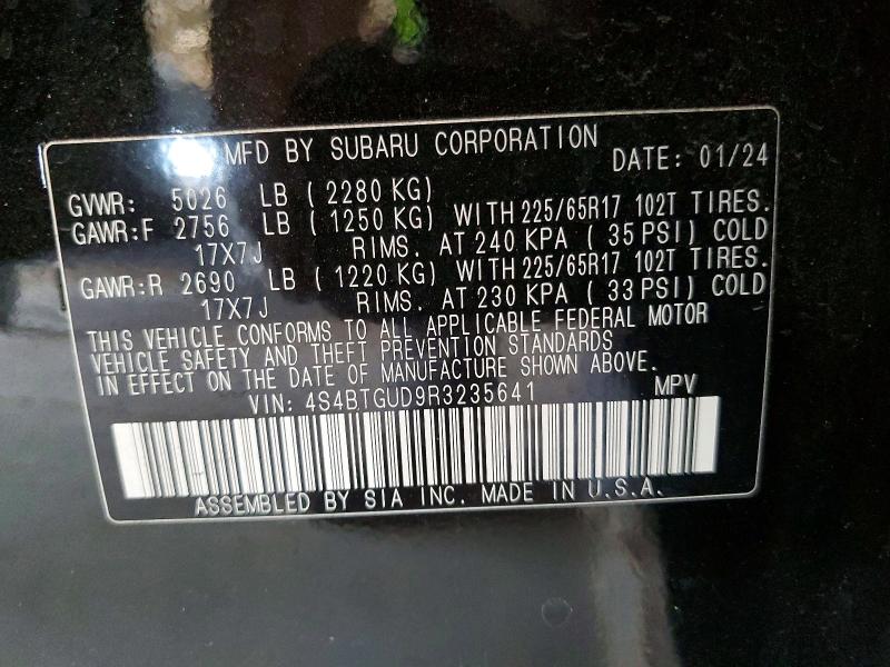 Продажа на аукционе авто 2024 Subaru Outback, vin: 4S4BTGUD9R3235641, номер лота: 47270126