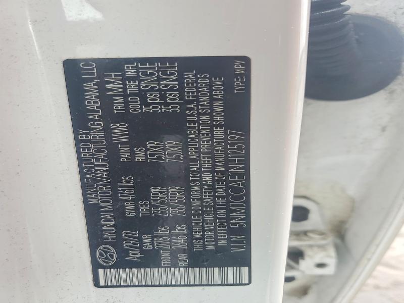 2022 Hyundai Tucson მანქანა იყიდება აუქციონზე, vin: 5NMJCCAE1NH125197, აუქციონის ნომერი: 41712496