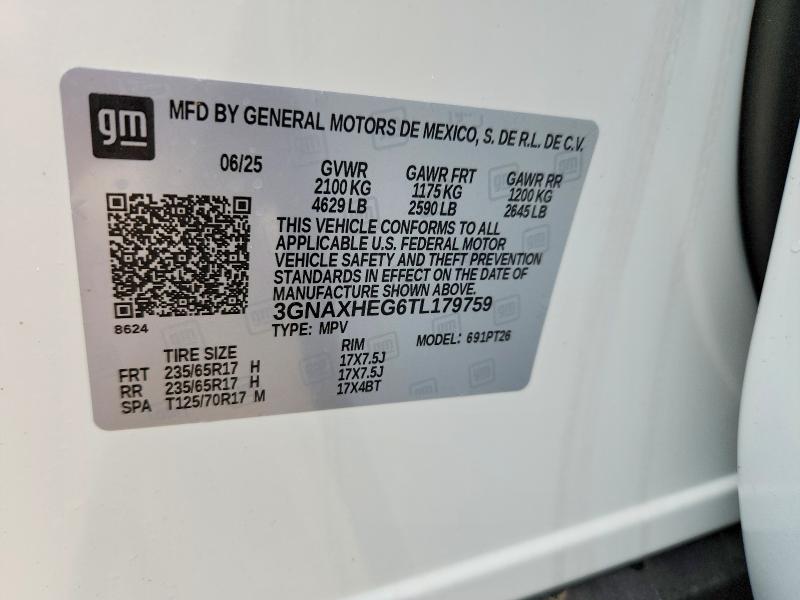 79735615 :رقم المزاد ، 3GNAXHEG6TL179759 vin ، 2026 Chevrolet Equinox مزاد بيع