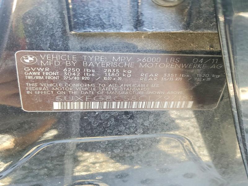 Продаж на аукціоні авто 2012 Bmw X6, vin: 5UXFG8C58CLZ97181, номер лоту: 46932606