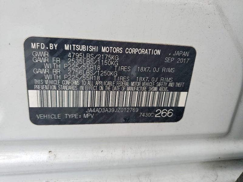 Продаж на аукціоні авто 2018 Mitsubishi Outlander, vin: JA4AD3A39JZ012769, номер лоту: 46294426
