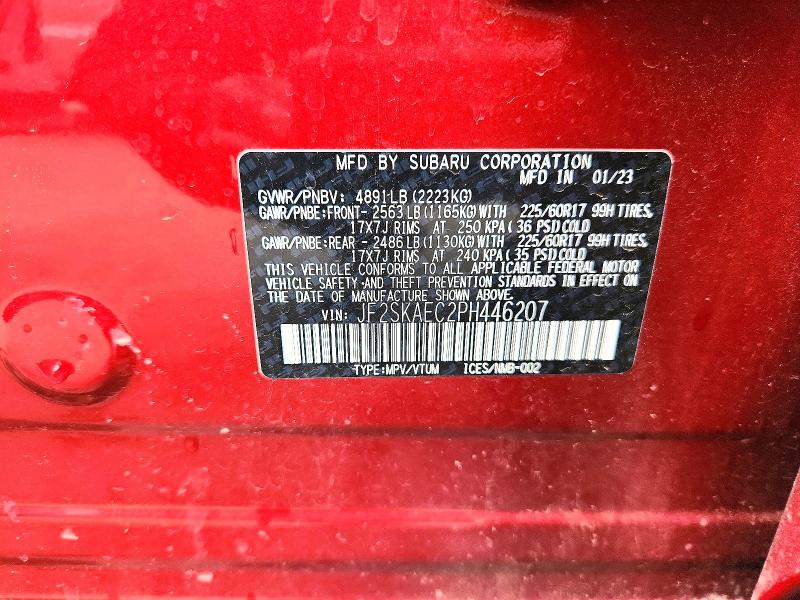Продажа на аукционе авто 2023 Subaru Forester, vin: JF2SKAEC2PH446207, номер лота: 47294706