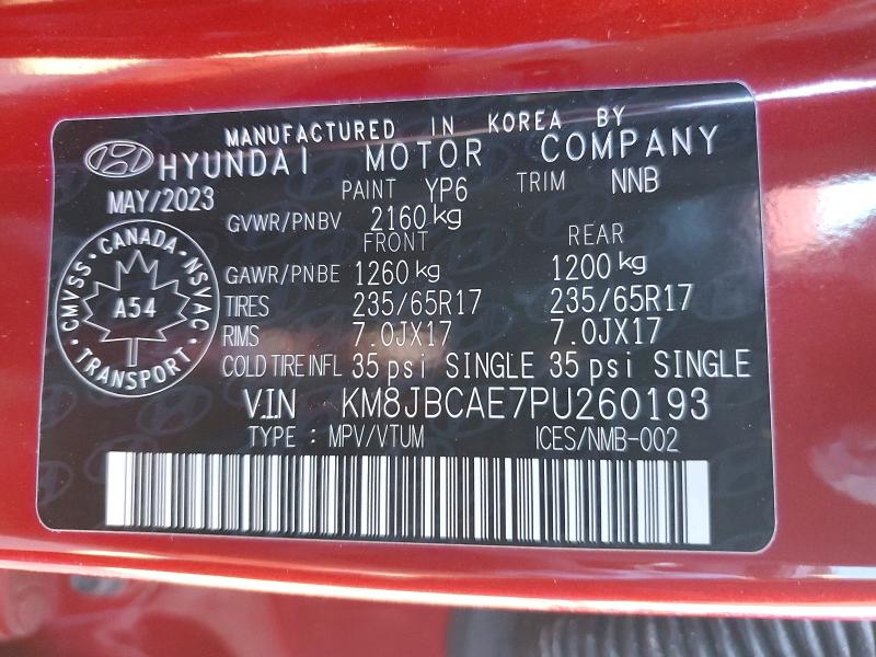 2023 Hyundai Tucson მანქანა იყიდება აუქციონზე, vin: KM8JBCAE7PU260193, აუქციონის ნომერი: 79795335