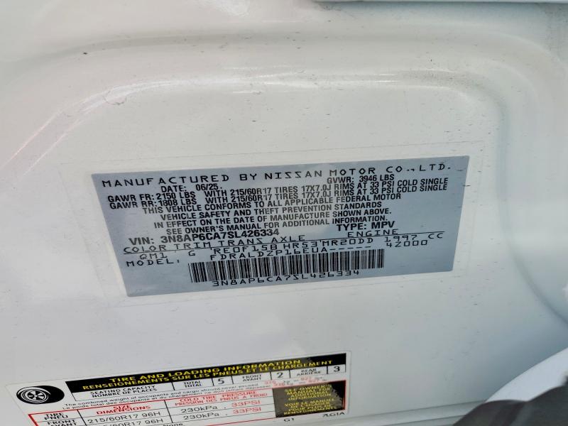 46874776 :رقم المزاد ، 3N8AP6CA7SL426334 vin ، 2025 Nissan Kicks مزاد بيع