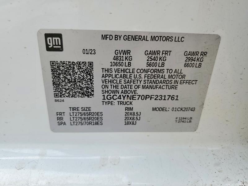 Продаж на аукціоні авто 2023 Chevrolet Silverado, vin: 1GC4YNE70PF231761, номер лоту: 45670486