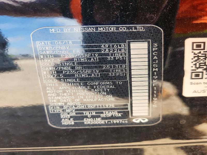 48280086 :رقم المزاد ، 3PCAJ5M19KF111975 vin ، 2019 Infiniti Qx50 مزاد بيع