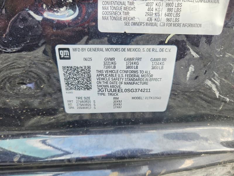 Aukcja sprzedaży 2025 Gmc Sierra, vin: 3GTUUEEL0SG374211, numer aukcji: 47934316