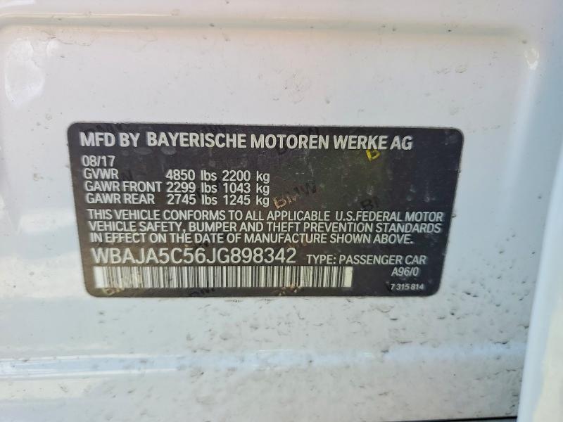 Aukcja sprzedaży 2018 Bmw 530, vin: WBAJA5C56JG898342, numer aukcji: 48341916