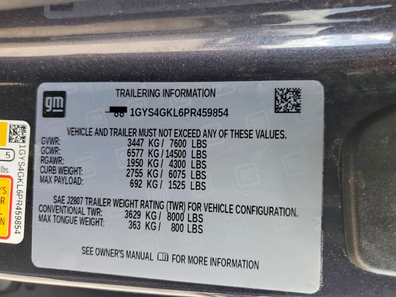 47401066 :رقم المزاد ، 1GYS4GKL6PR459854 vin ، 2023 Cadillac Escalade مزاد بيع