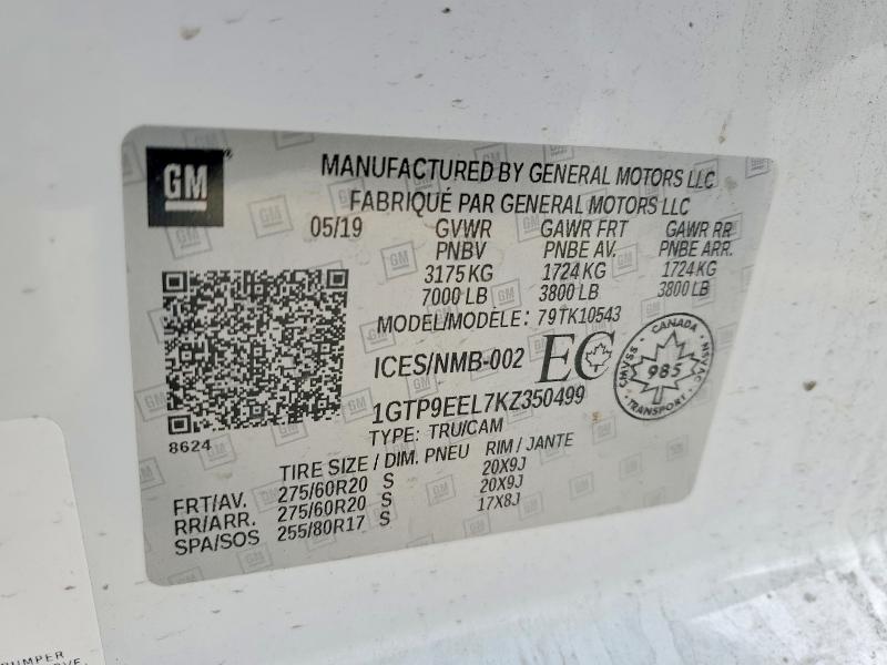 Aukcja sprzedaży 2019 Gmc Sierra, vin: 1GTP9EEL7KZ350499, numer aukcji: 45512456