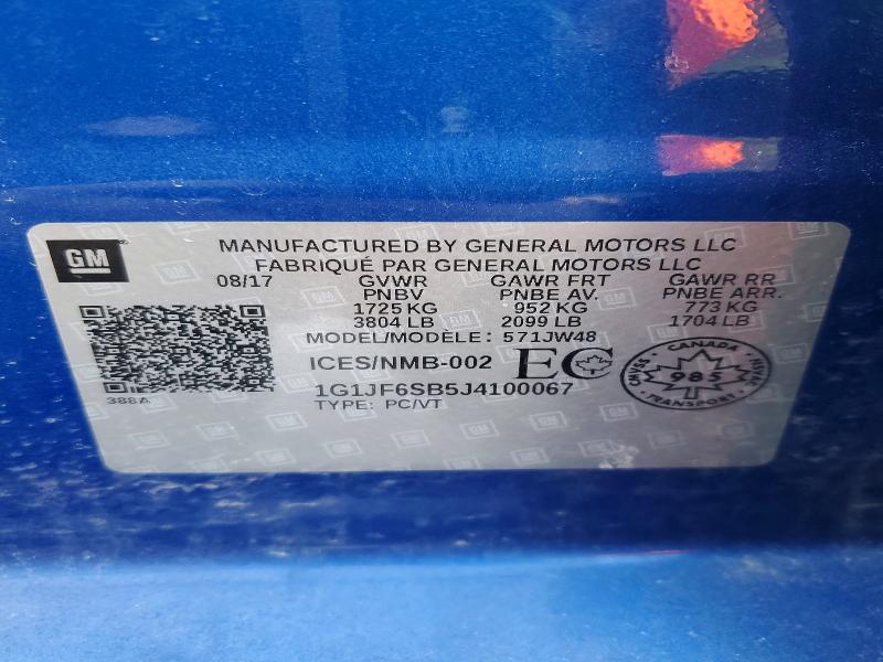 Продажа на аукционе авто 2018 Chevrolet Sonic, vin: 1G1JF6SB5J4100067, номер лота: 79920515
