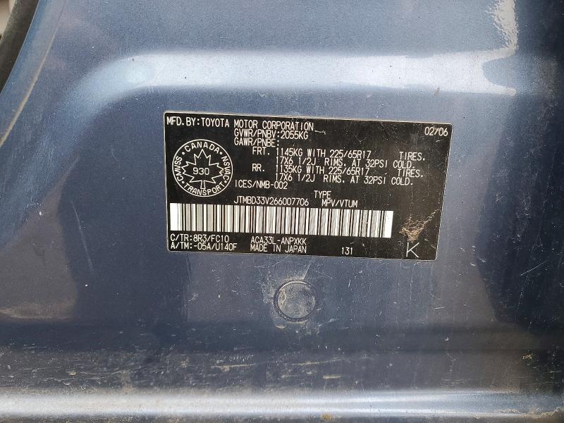 45770116 :رقم المزاد ، JTMBD33V266007706 vin ، 2006 Toyota Rav4 مزاد بيع