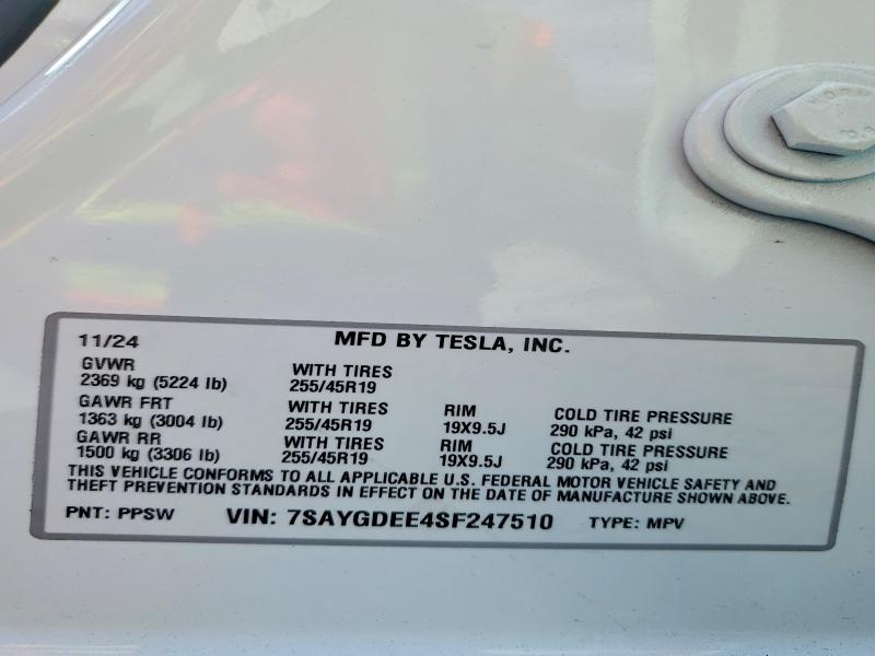 Aukcja sprzedaży 2025 Tesla Model Y, vin: 7SAYGDEE4SF247510, numer aukcji: 79279685