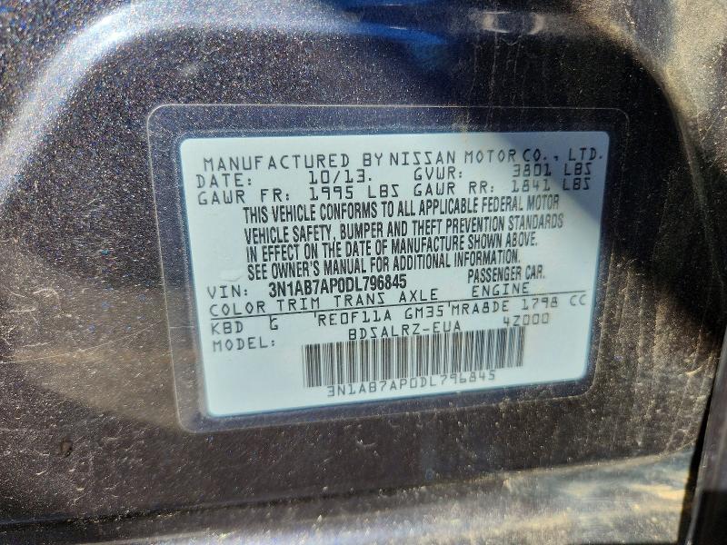 Aukcja sprzedaży 2013 Nissan Sentra, vin: 3N1AB7AP0DL796845, numer aukcji: 45681756
