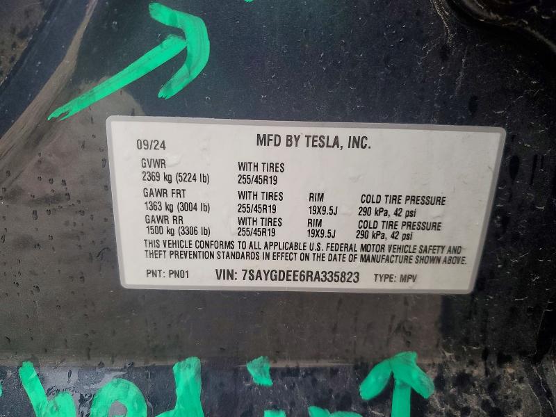 Продажа на аукционе авто 2024 Tesla Model Y, vin: 7SAYGDEE6RA335823, номер лота: 41810236