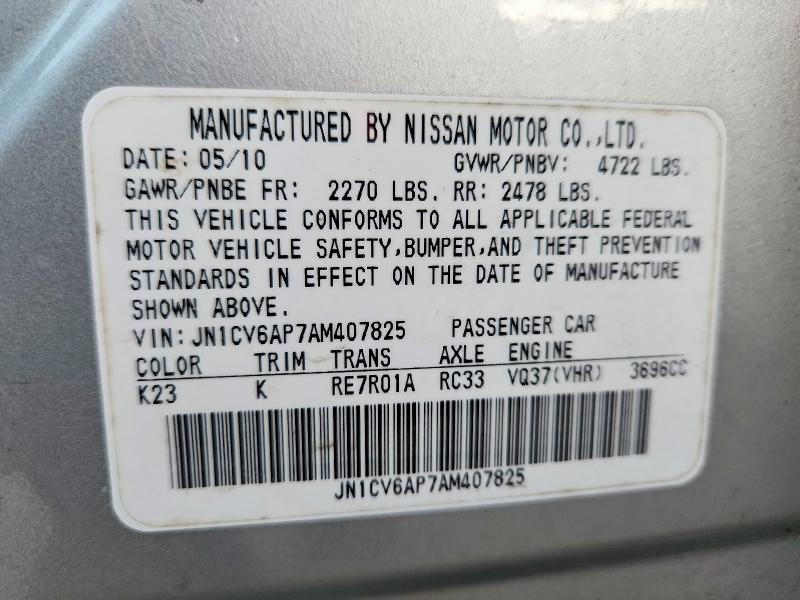 Продаж на аукціоні авто 2010 Infiniti G37 Sedan, vin: JN1CV6AP7AM407825, номер лоту: 46187316