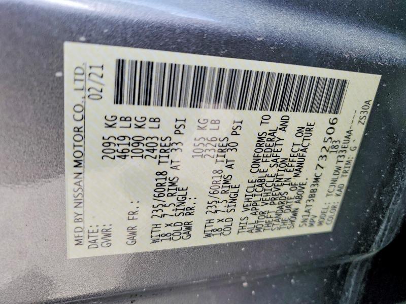 2021 Nissan Rogue მანქანა იყიდება აუქციონზე, vin: 5N1AT3BB3MC732506, აუქციონის ნომერი: 46457816