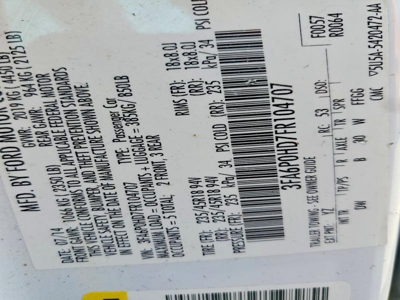 Продажа на аукционе авто 2015 Ford Fusion, vin: 3FA6P0HD7FR104707, номер лота: 48238906