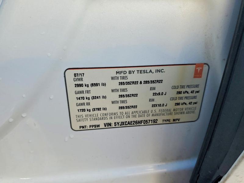 Aukcja sprzedaży 2017 Tesla Model X, vin: 5YJXCAE26HF057192, numer aukcji: 79516835