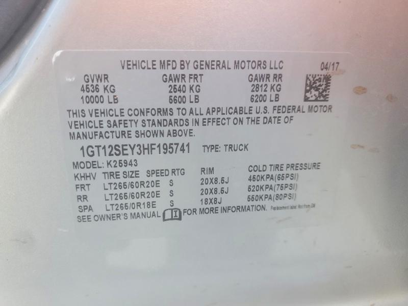 Продажа на аукционе авто 2017 Gmc Sierra, vin: 1GT12SEY3HF195741, номер лота: 46942286