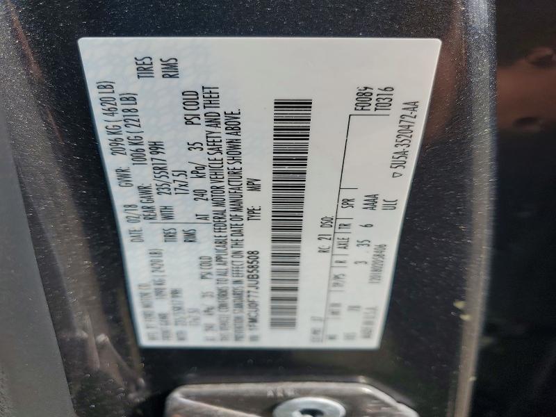 79990885 :رقم المزاد ، 1FMCU0F77JUB58508 vin ، 2018 Ford Escape مزاد بيع