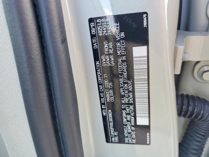 Aukcja sprzedaży 2020 Volvo S60, vin: 7JR102FK6LG039634, numer aukcji: 79910955