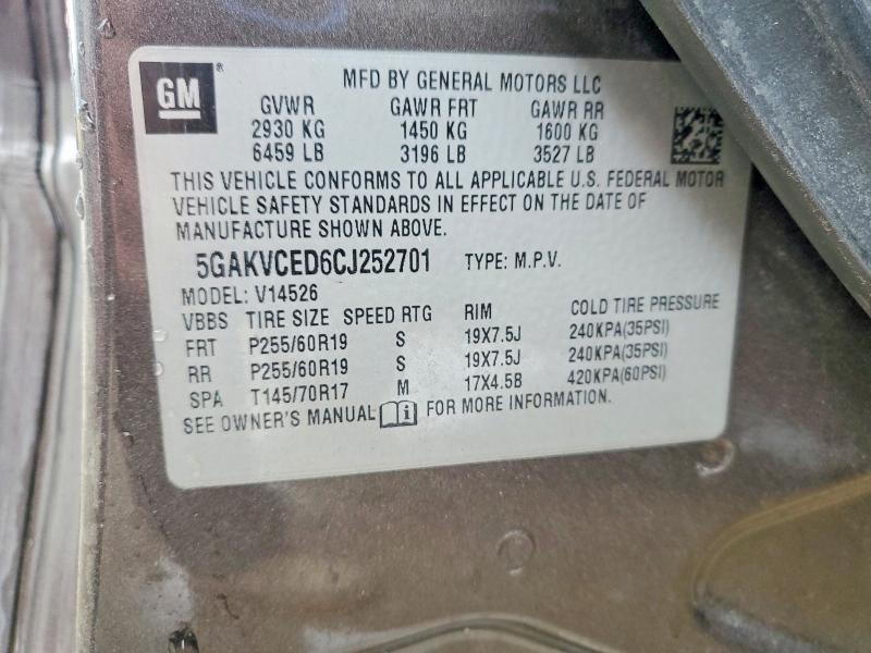 Aukcja sprzedaży 2012 Buick Enclave, vin: 5GAKVCED6CJ252701, numer aukcji: 46023596