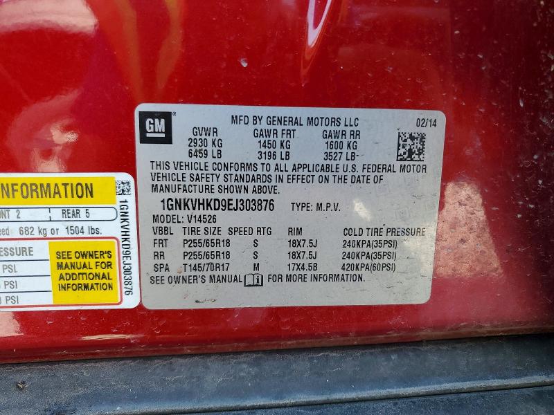 48276946 :رقم المزاد ، 1GNKVHKD9EJ303876 vin ، 2014 Chevrolet Traverse مزاد بيع