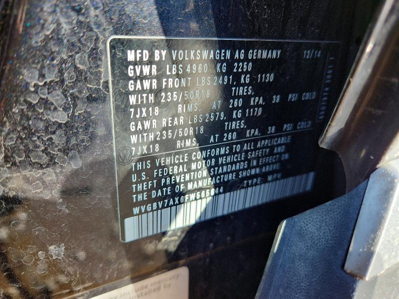 Aukcja sprzedaży 2015 Volkswagen Tiguan, vin: WVGBV7AX6FW565644, numer aukcji: 46418166