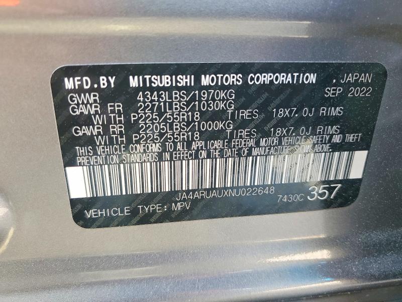 Продаж на аукціоні авто 2022 Mitsubishi Outlander Sport, vin: JA4ARUAUXNU022648, номер лоту: 48170286