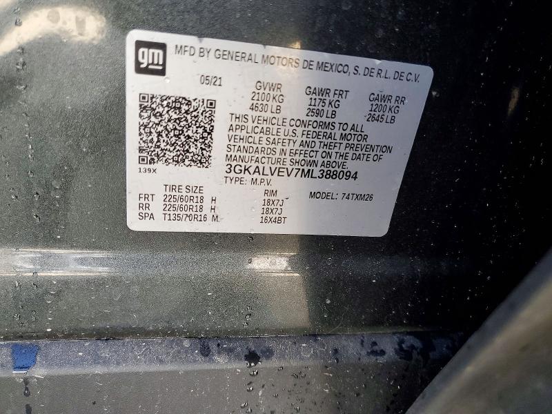 46836616 :رقم المزاد ، 3GKALVEV7ML388094 vin ، 2021 Gmc Terrain مزاد بيع