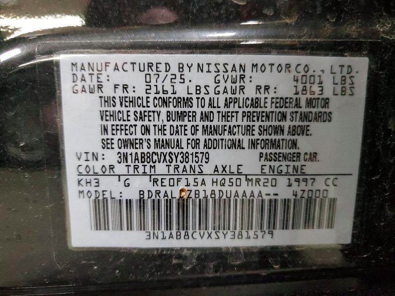 2025 Nissan Sentra მანქანა იყიდება აუქციონზე, vin: 3N1AB8CVXSY381579, აუქციონის ნომერი: 46181636