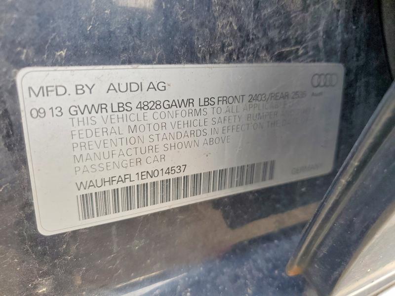48116306 :رقم المزاد ، WAUHFAFL1EN014537 vin ، 2014 Audi A4 مزاد بيع