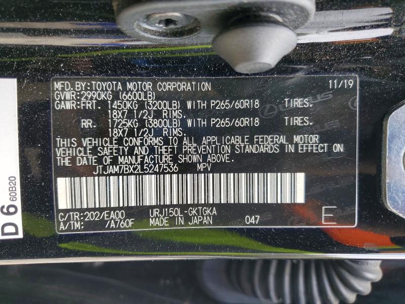 46852616 :رقم المزاد ، JTJAM7BX2L5247536 vin ، 2020 Lexus Gx 460 مزاد بيع