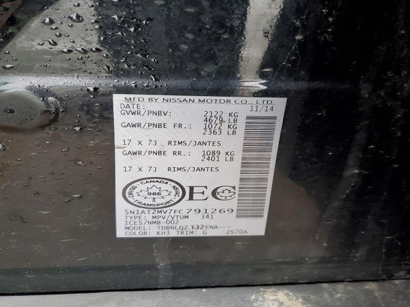 45453146 :رقم المزاد ، 5N1AT2MV7FC791269 vin ، 2015 Nissan Rogue مزاد بيع
