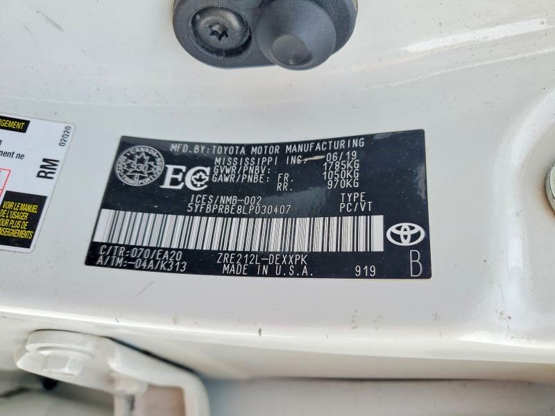 Продажа на аукционе авто 2020 Toyota Corolla, vin: 5YFBPRBE8LP030407, номер лота: 46202476