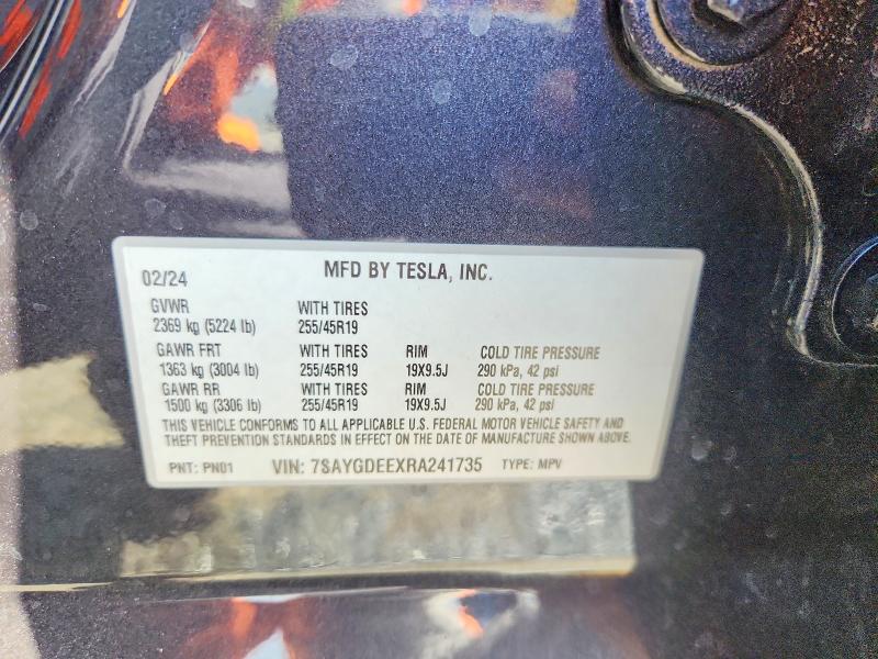 Продажа на аукционе авто 2024 Tesla Model Y, vin: 7SAYGDEEXRA241735, номер лота: 47279956