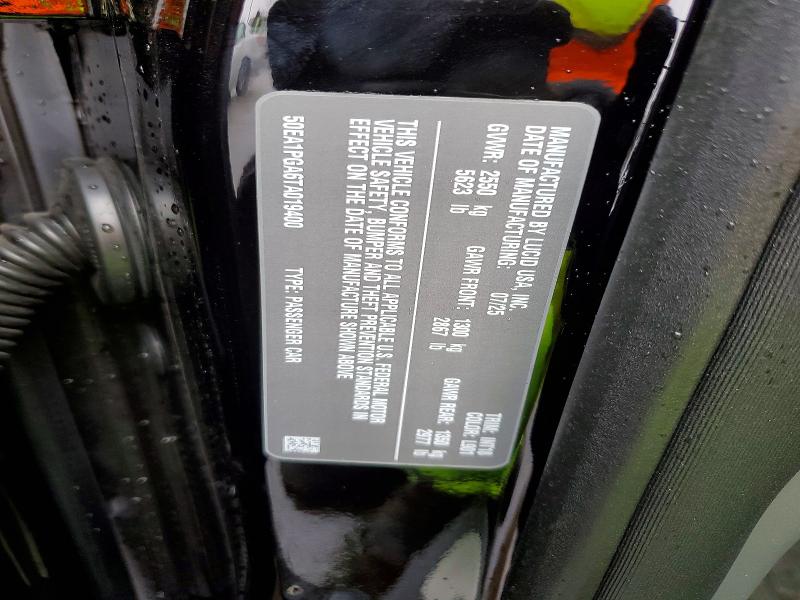 Продажа на аукционе авто 2026 Lucid Motors Air, vin: 50EA1PGA6TA019400, номер лота: 79772395