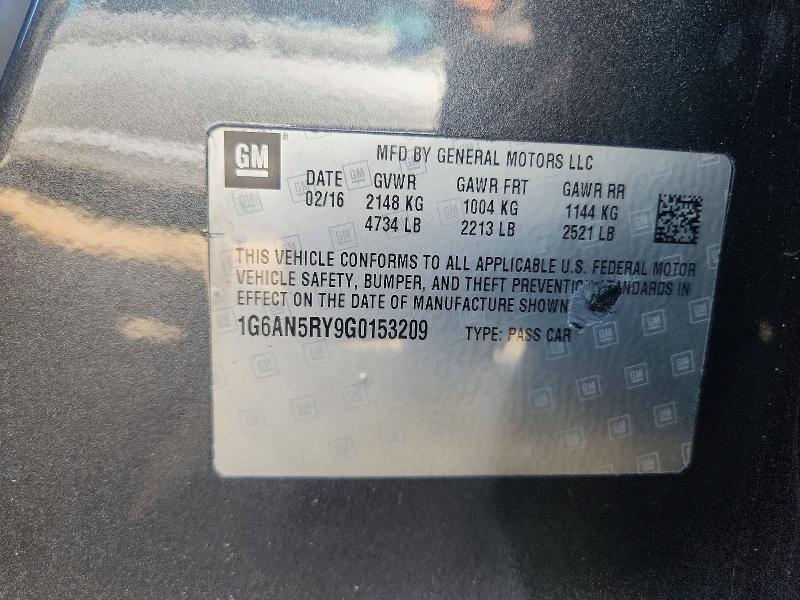 79768105 :رقم المزاد ، 1G6AN5RY9G0153209 vin ، 2016 Cadillac Ats-v مزاد بيع