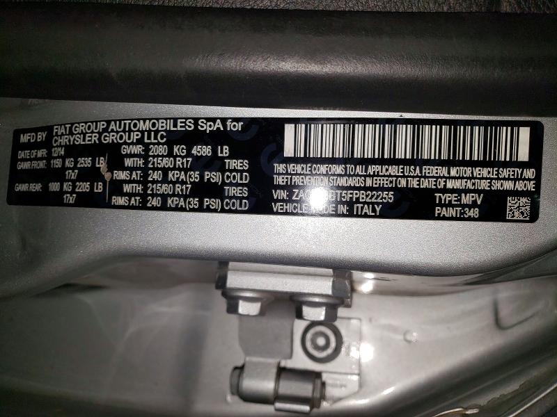 Продаж на аукціоні авто 2015 Jeep Renegade, vin: ZACCJBBT5FPB22255, номер лоту: 46007586