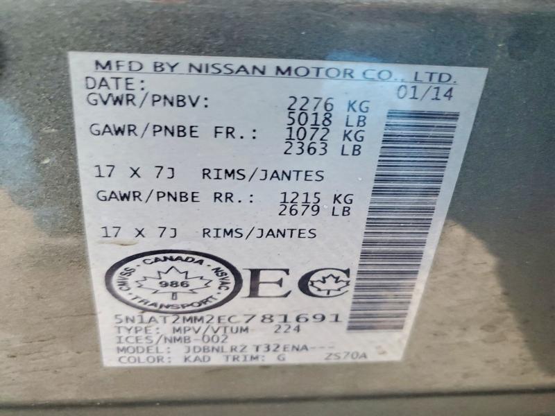 Aukcja sprzedaży 2014 Nissan Rogue, vin: 5N1AT2MM2EC781691, numer aukcji: 79568705